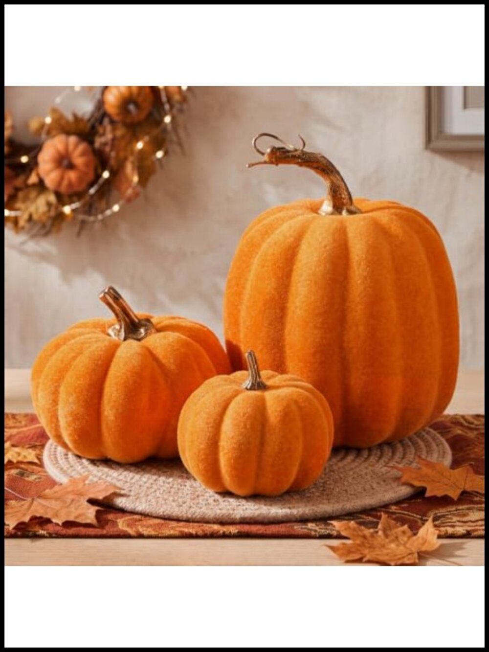 Velvet Pumpkin Decor Set 3D Foam Figurines Fall Thanksgiving Tabletop
